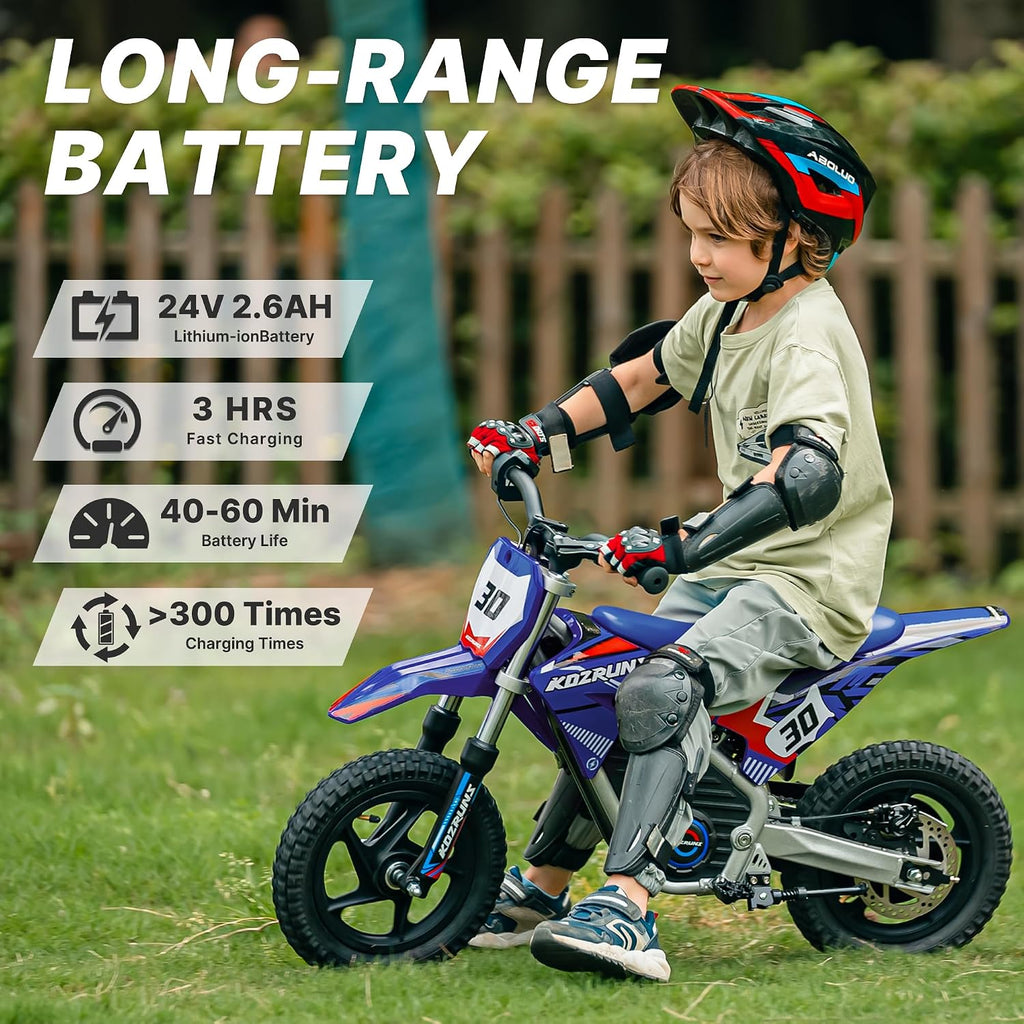 OLALA Electric Dirt Bike for Kids 3-5, 12' Electric Motorcycle with 200W Motor, 2-Speed Safety Mode, Beginner Dirt Bike with Disc Brake, Outdoor Ride On Toy Gift, Blue