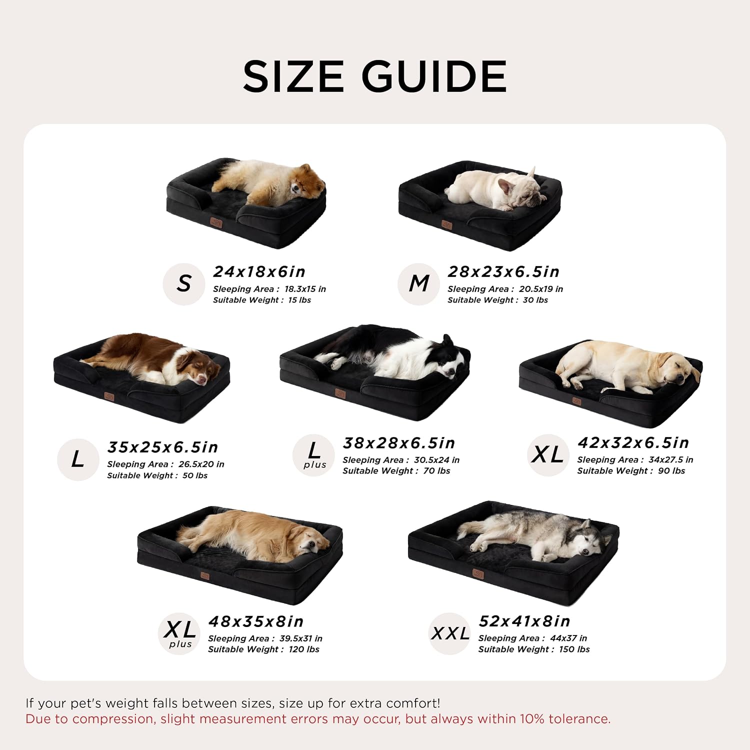 Bedsure XL Plus Orthopedic Dog Bed for Extra Large Dogs - Washable XLarge Dog Cat Bed Waterproof, Comfort Dogs Couch Sofa with Washable Removable Cover, Pet Bed with Nonskid Bottom, Black, 48'