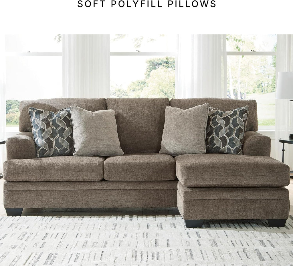 Signature Design by Ashley Stonemeade Casual Right-Arm Facing Sofa Chaise with 4 Toss Pillows, Dark Brown