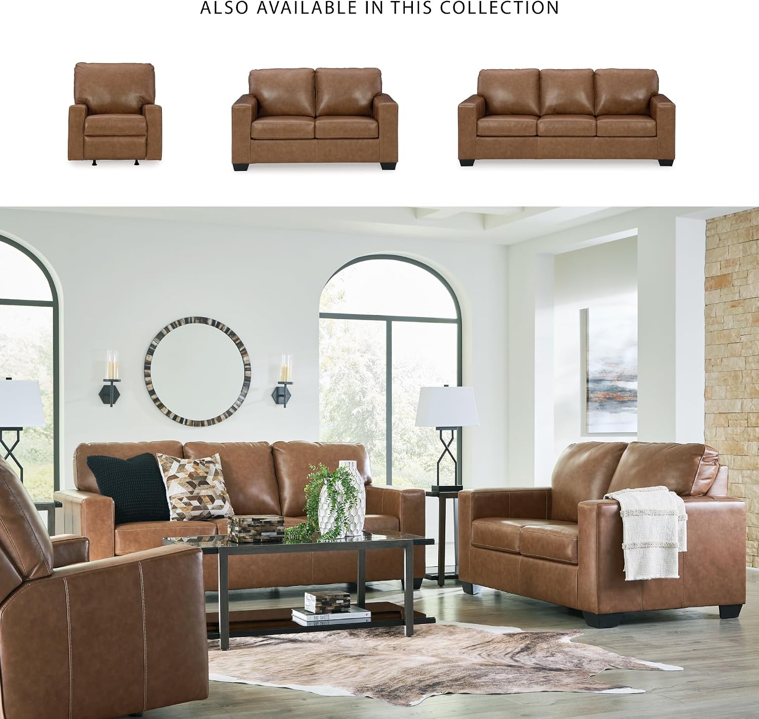 Signature Design by Ashley Bolsena Contemporary 2-in-1 Leather Match Sofa Sleeper with Folding Gel Memory Foam Mattress, Queen, Dark Brown