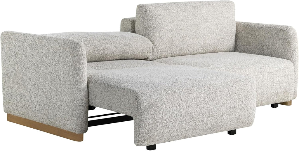 Serta Vail 86' Convertible Sleeper Sofa, Queen Size, Wall-Hugging Dreamglide Mechanism, Dreamcoil Comfort, Boucle Fabric, Ivory