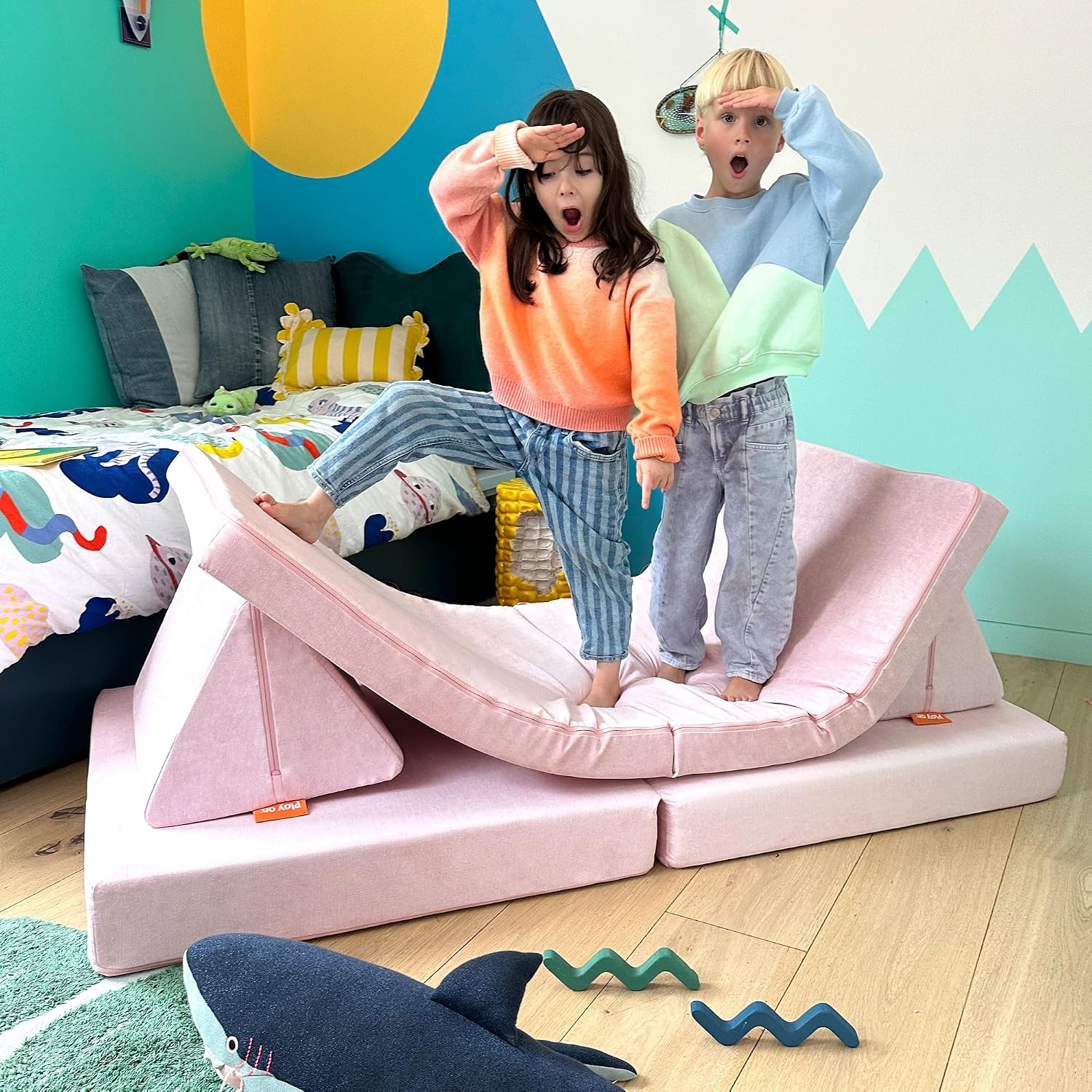 Nugget - The Original Play Couch for Kids - Modular Foam Children's Sofa for Playroom, Imagination, & Creative Open Ended Play - Washable & Convertible Playroom Furniture, Heartthrob