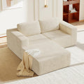 Vesgantti 80' Modular Sectional Sofa, Corduroy Cloud Couch with Deep Seats & Spring Support, Compact 2 Seater Boneless Couch, L-Shaped Modular Sofa for Small Spaces, Apartments, No Assembly, Beige