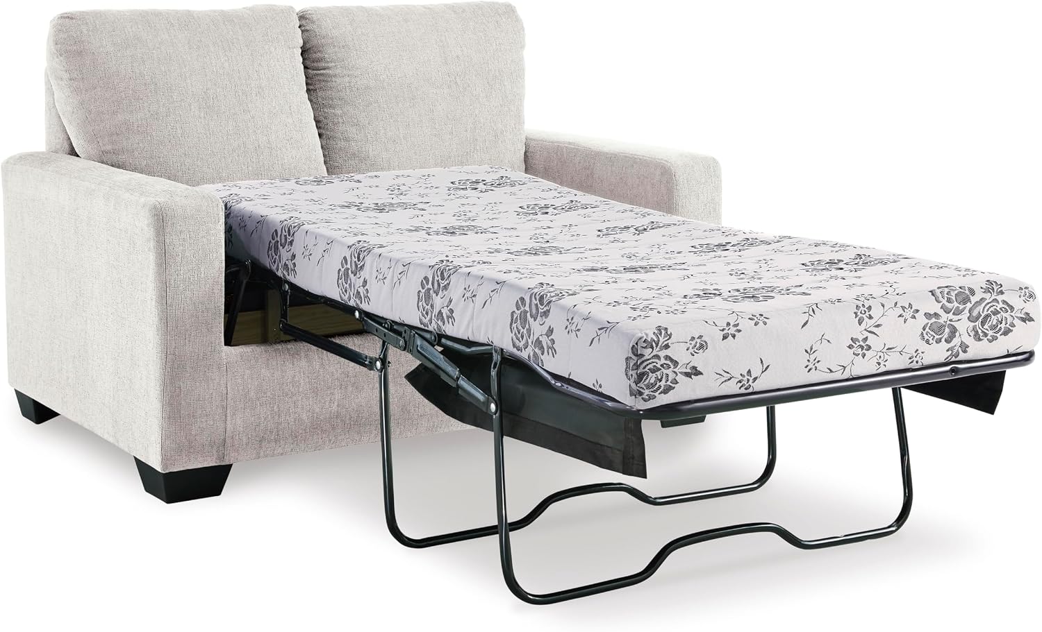 Signature Design by Ashley Rannis Coastal 2-in-1 Sofa Sleeper with Folding Gel Memory Foam Mattress, Twin, White
