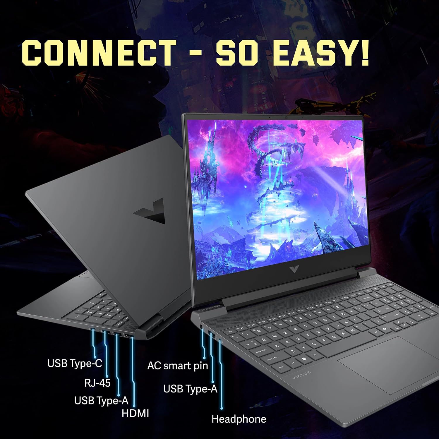 HP Victus 15 15.6' FHD 144Hz Gaming Laptop, AMD Ryzen 7 7445HS, GeForce RTX 4050, 32GB DDR5, 2TB Storage(1TB SSD&1TB Docking Station Set), Backlit Keyboard, Copilot, Wi-Fi 6, Win 11 Pro, Silver