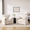 Howjoe Chenille Oversized Armchair, 38.6' Wide Accent Chairs for Living Room & Bedroom Modern Lounge Chair, Upholstered Mid-Century Reading Chair, Comfy Living Room Chair, Single Sofa Chair, Beige