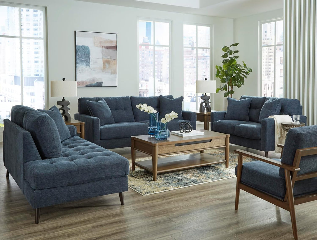Signature Design by Ashley Bixler Classic Tufted Sofa with Removable Cushions, Blue