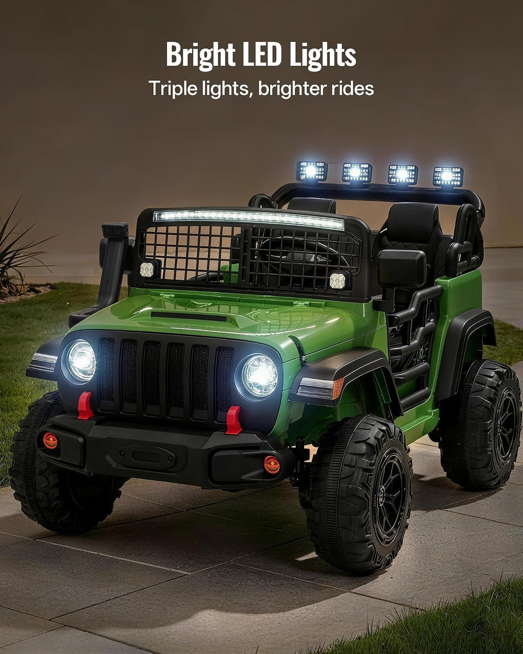 Outfunny 2 Seater Ride on Car Toy, 12V Electric Car for Kids 4-8 with Remote Control, Capacity 110 lb, LED Light - Green
