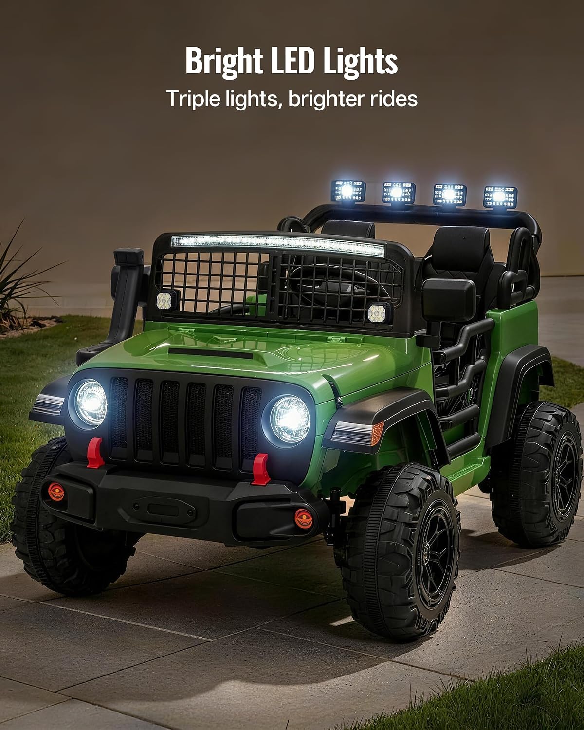 Outfunny 2 Seater Ride on Car Toy, 12V Electric Car for Kids 4-8 with Remote Control, Capacity 110 lb, LED Light - Green
