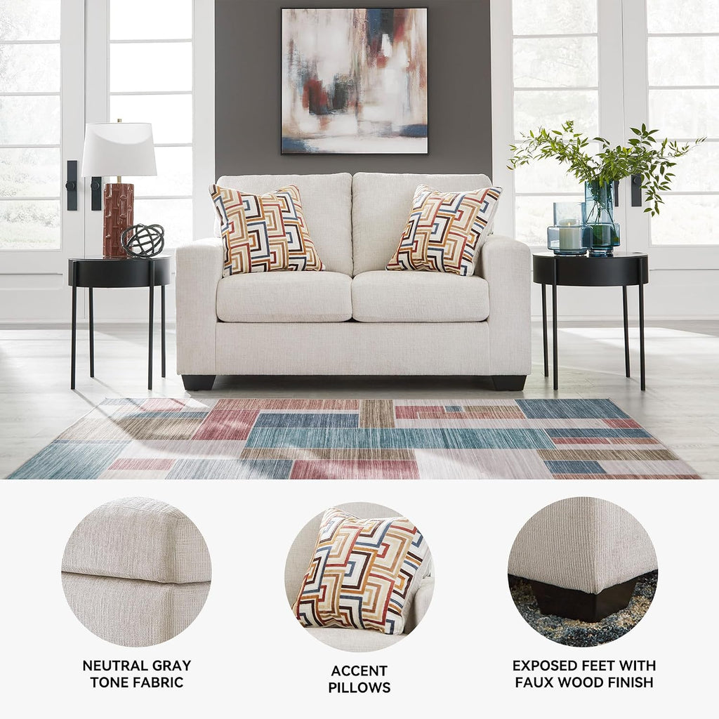 Signature Design by Ashley Aviemore Coastal Loveseat with 2 Accent Pillows, Beige