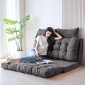 MAXYOYO Folding Sofa Bed, Tufted Bean Bag Bed with Pillows Floor Mattress for Adults, Extra Thick and Long Floor Sofa, Full Couch for Bedroom Living Room, Dark Grey, 54x91 Inch