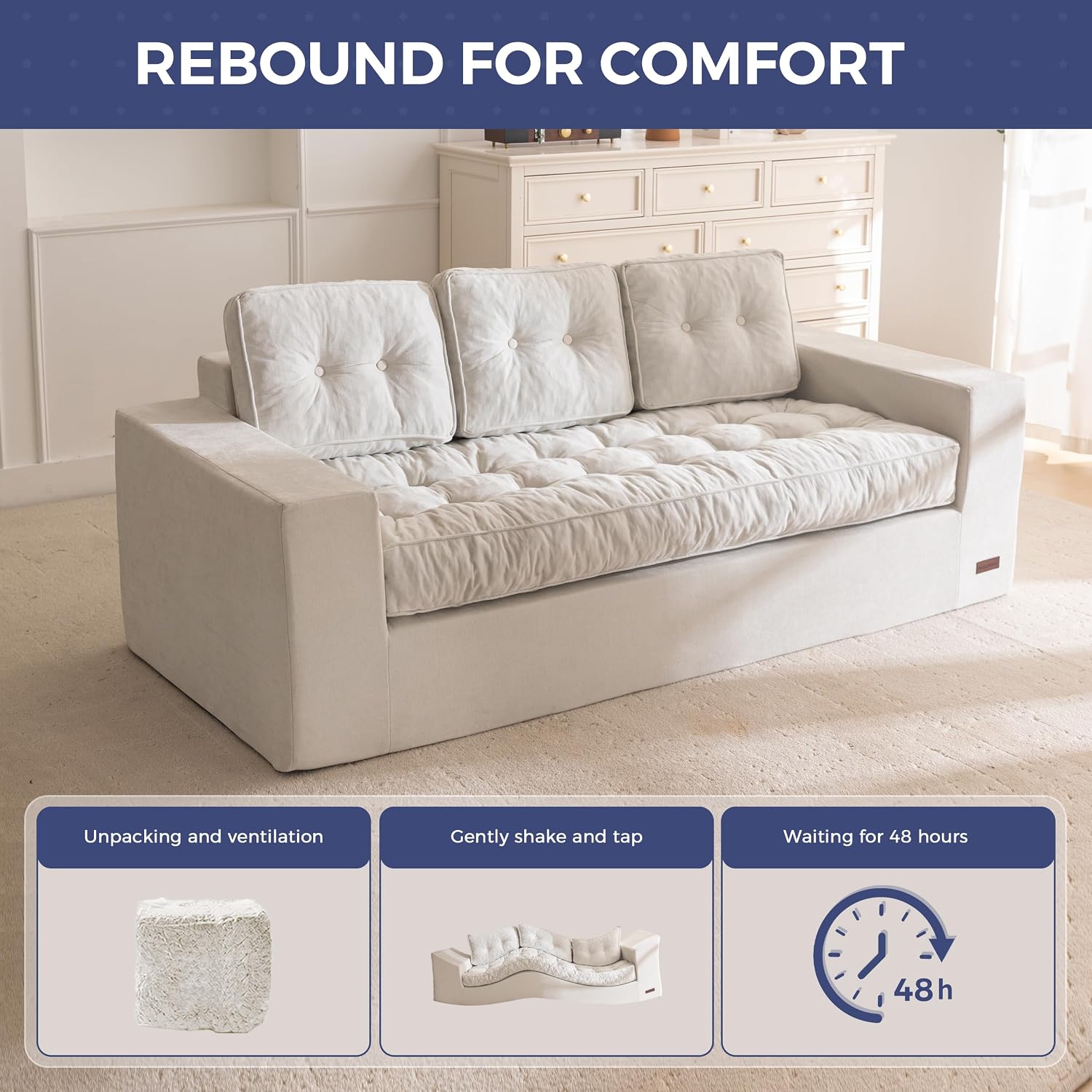MAXYOYO Boneless Sofa Couch, 75' Oversized Loveseat Sofa, Tufted Floor Couch Bean Bag Chair for Living Room Bedroom Apartment, Sofa in a Box, No Assembly Needed, Grey
