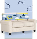 Serta Copenhagen Small Loveseat Sofa, 61 Inch Couch with Rolled Arms, Pocket Coil Seat Cushions, Removable Covers, Easy Care Polyester Upholstery for Living Room, Bedroom or Office, Buckwheat Beige