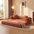 ZEIINPA Convertible Sleeper Sofa Bed with Cylindrical Pillow, Corduroy Folding Mattress Couch with Fixed-Shape Frame, Floor Sofa Lounge Couch for Living Room Bedroom Lounge Studio, Orange
