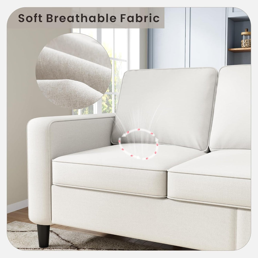 78' Sectional Sofa Couches for Living Room, Convertible L Shaped Couch with Storage Ottoman, Deep Seat Pet-Friendly Linen Fabric Sofa Set for Small Space, Apartment, Dorm