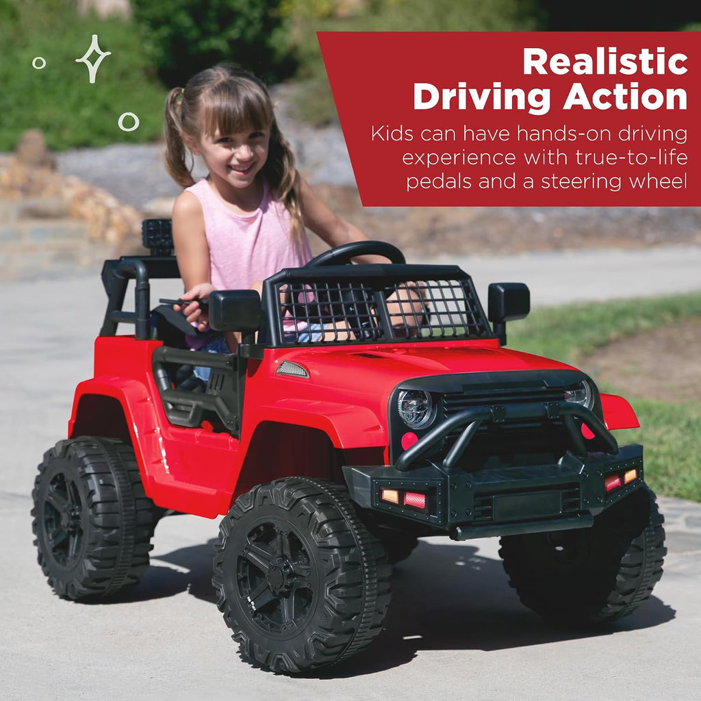 Best Choice Products 12V Kids Electric Vehicle Toy Ride On Car with Parent Remote Control for Toddlers, Seat Harness, 61 lbs Weight Capacity, Locking Doors, Spring Suspension, Bluetooth - Red