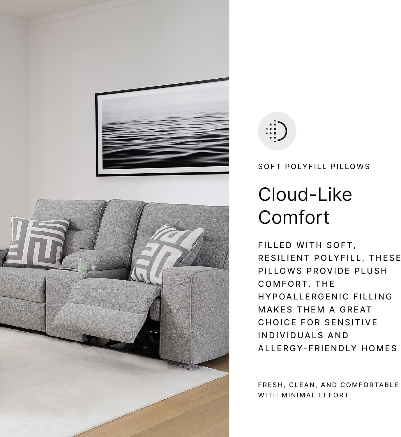 Signature Design by Ashley Biscoe Casual UV Resistant Power Reclining Loveseat with Console, Adjustable Headrest and USB Ports, Light Gray