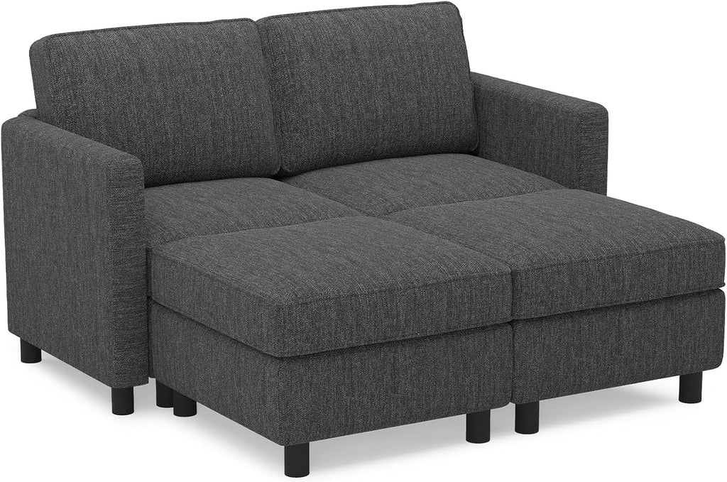 Belffin 58.3' Modular Sectional Sofa 4 Seats Sleeper Sofa Washable Sectional Couches for Living Room Comfy Couches with Storage Seat Couch Sofas with Chaise,Dark Grey