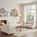 Apicizon 89'' 3-Seat Sofa Couch with 2 Loveseat, 3 Piece Corduroy Couches Sofa Set for Living Room, Modern Lounge Sofa Couches for Apartment Lounge, White