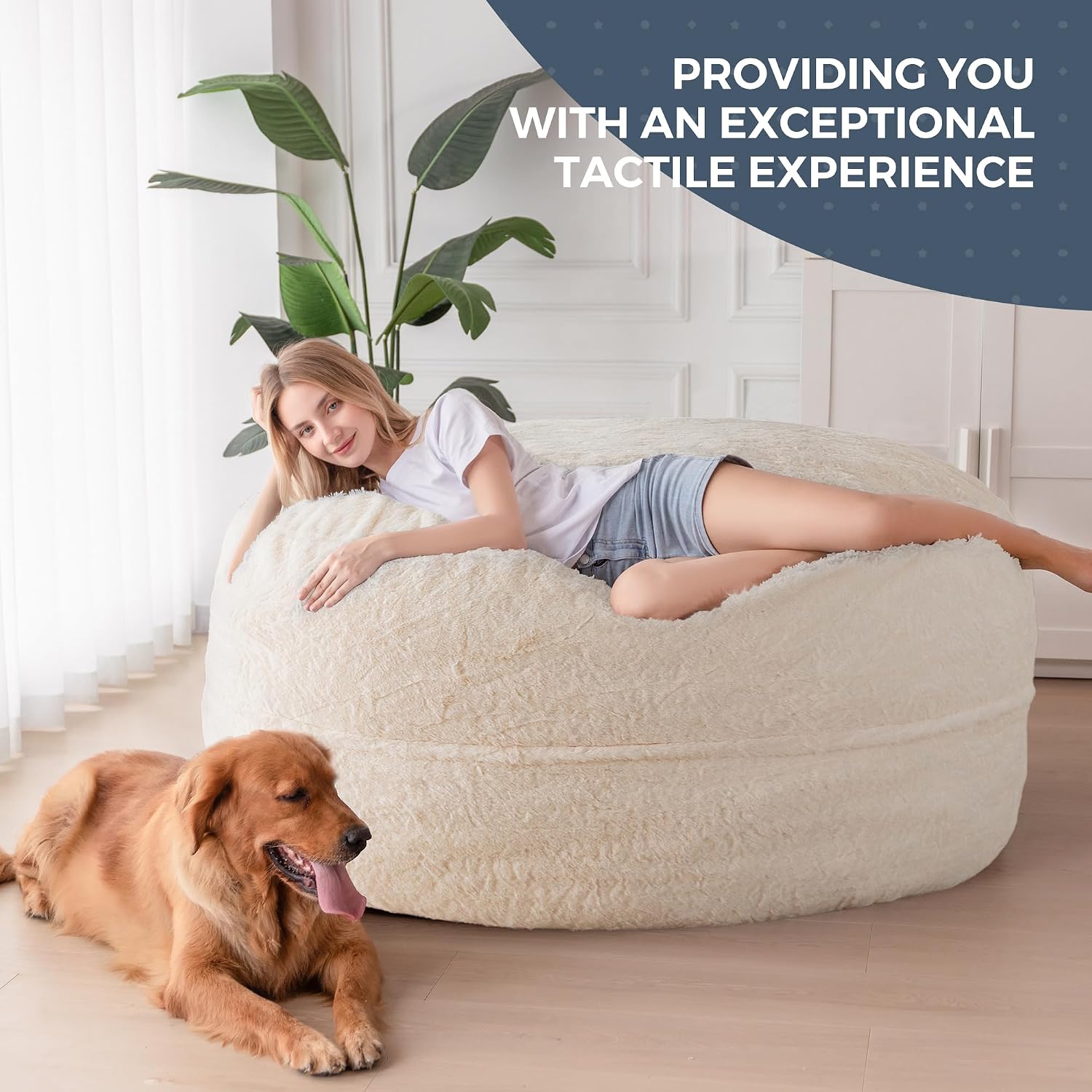 MAXYOYO Giant Bean Bag Chair Bed for Adults, Convertible Beanbag Folds from Lazy Chair to Floor Mattress Bed, Large Floor Sofa Couch, Big Sofa Bed, High-Density Foam Filling, Machine Washable