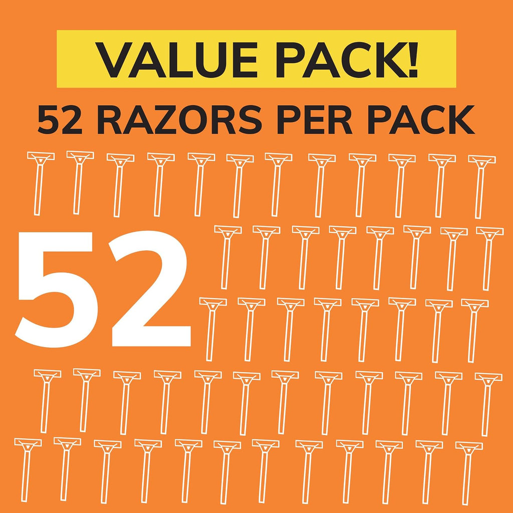 BIC Sensitive Disposable Razors for Men,Long-Lasting 1 Blade Razors for Sensitive Skin,Shaving-Razors,52 Count (Pack of 12)