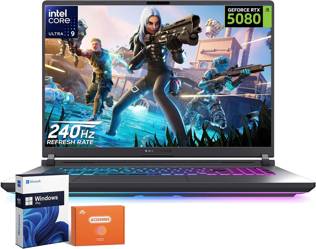 ASUS ROG Strix G18 Gaming Laptop 2025, Intel Ultra 9 275HX(24 Cores), NVIDIA GeForce RTX 5080, 18 Inch 2.5K 240Hz Display, 64GB DDR5, 2TB SSD, WiFi 7, Backlit Keyboard, Windows 11 Pro, Accessories