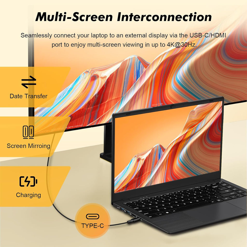Laptop Computer, Laptop with Gold 6500Y (Beat N5095, Up to 3.4GHz), 32GB RAM 512GB SSD, 1080P FHD IPS Display, Bluetooth, WiFi, HDMI, Type-C, 38WH Battery, Lightweight Laptops