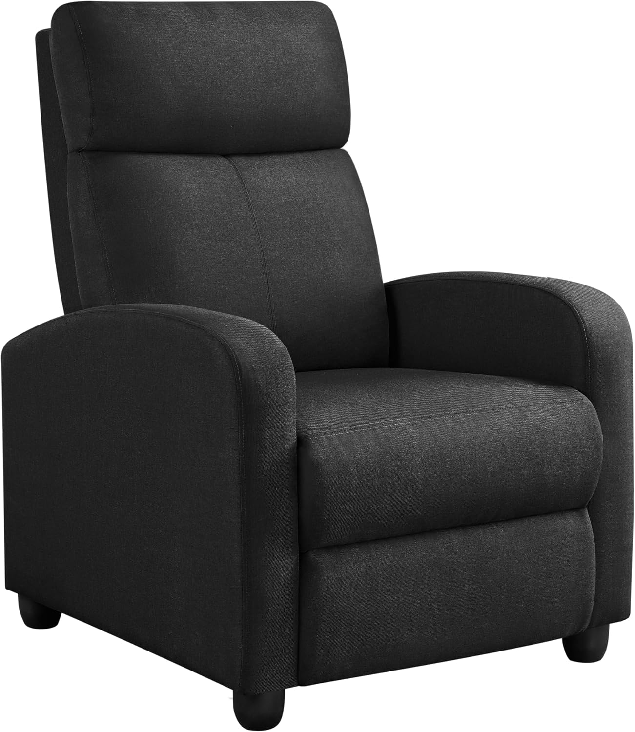 Yaheetech Recliner Chair Fabric Recliner Sofa Home Theater Seating with Lumbar Support Overstuffed High-Density Foam & Pocket Springs, Push Back Recliners Armchair for Living Room, Black