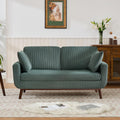 Kingfun 65' Corduroy Love Seat with Spring Cusions, Mid Century Modern Loveseat Sofa for Livingroom & Bedroom, Comfy Upholstered Small Couch, Green