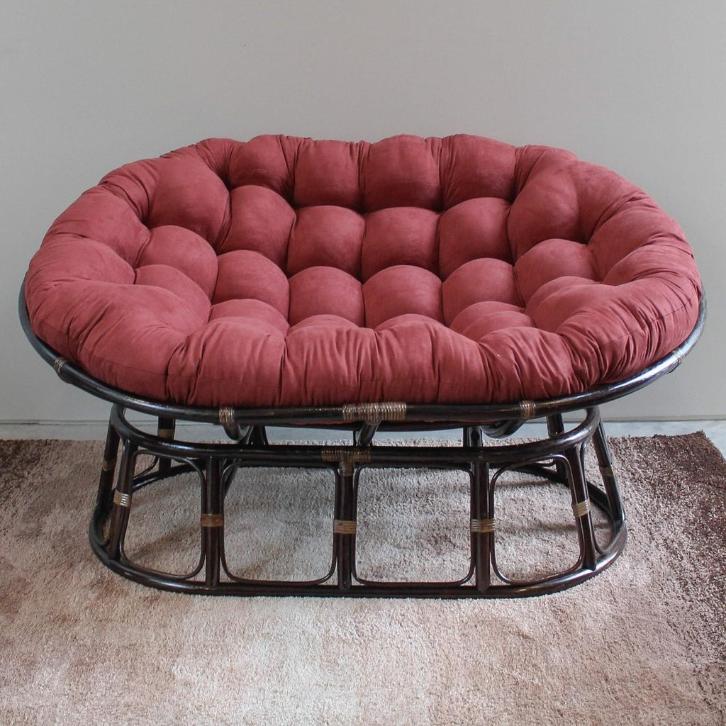 Maykoosh Rattan Double Papasan Chair with Twill Cushion - Bohemian Style Seating Frame Only