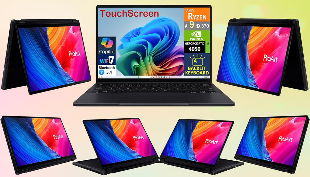 ASUS ProArt PX13 (Replace P16) 2-in-1 AI Laptop 13.3' Touch OLED 3K 500 nits Display (Ryzen AI 9 HX 370, RTX 4050, 32GB LPDDR5X, 1TB SSD, Backlit KYB, WiFi 7, BT 5.4, Win11H) w/DKZ USB Port Expander