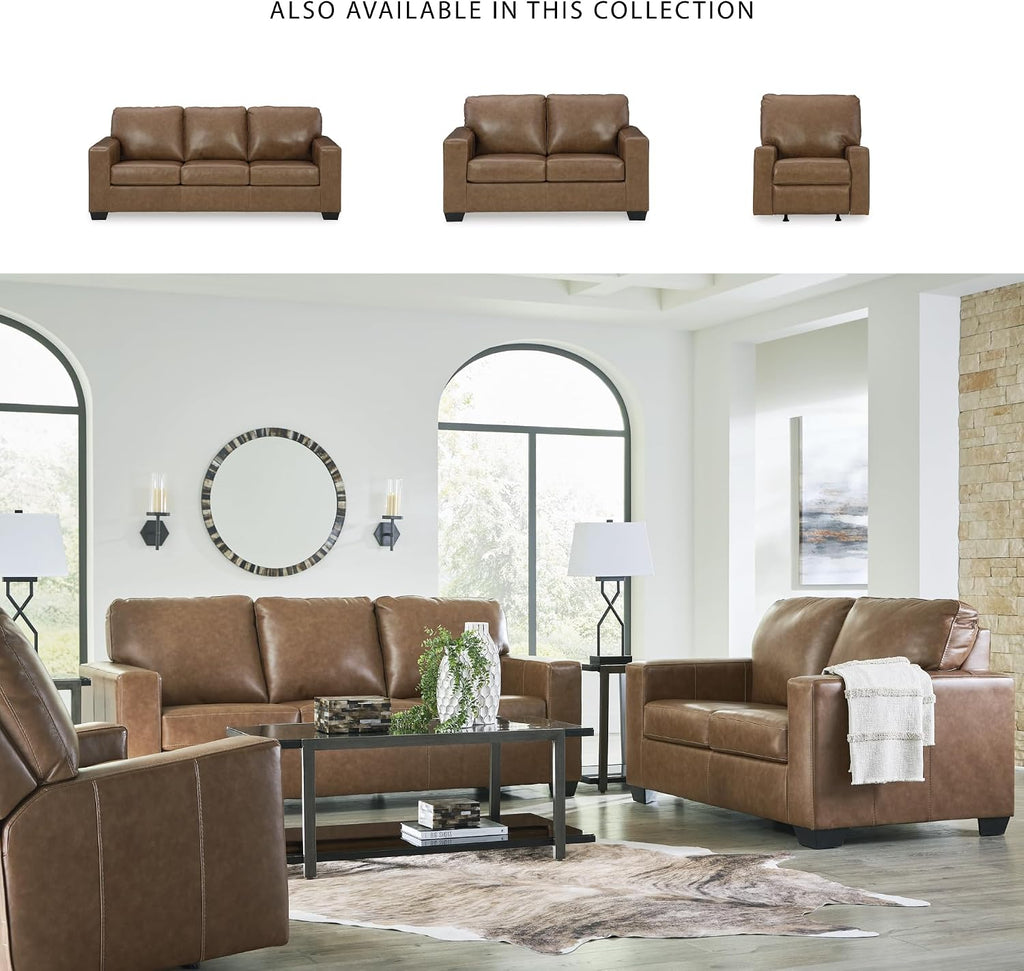 Signature Design by Ashley Bolsena Contemporary Leather Match Sofa, Dark Brown