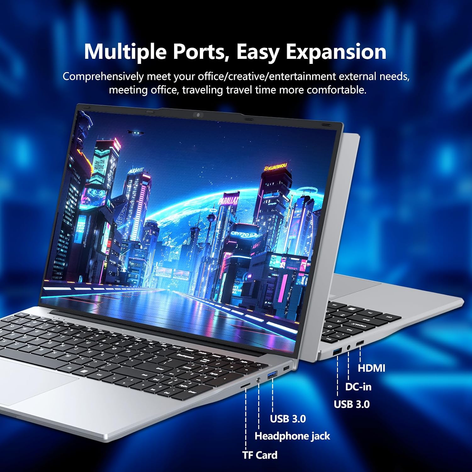 AVENKA Gaming Laptop,15.6 inch Laptop Computer, Laptops Celeron N5095 Processor, 16GB 512GB SSD FHD 1920 * 1080 Display 180 Angle Opening Fingerprint Unlock Backlit Keyboard Mini-HDMI