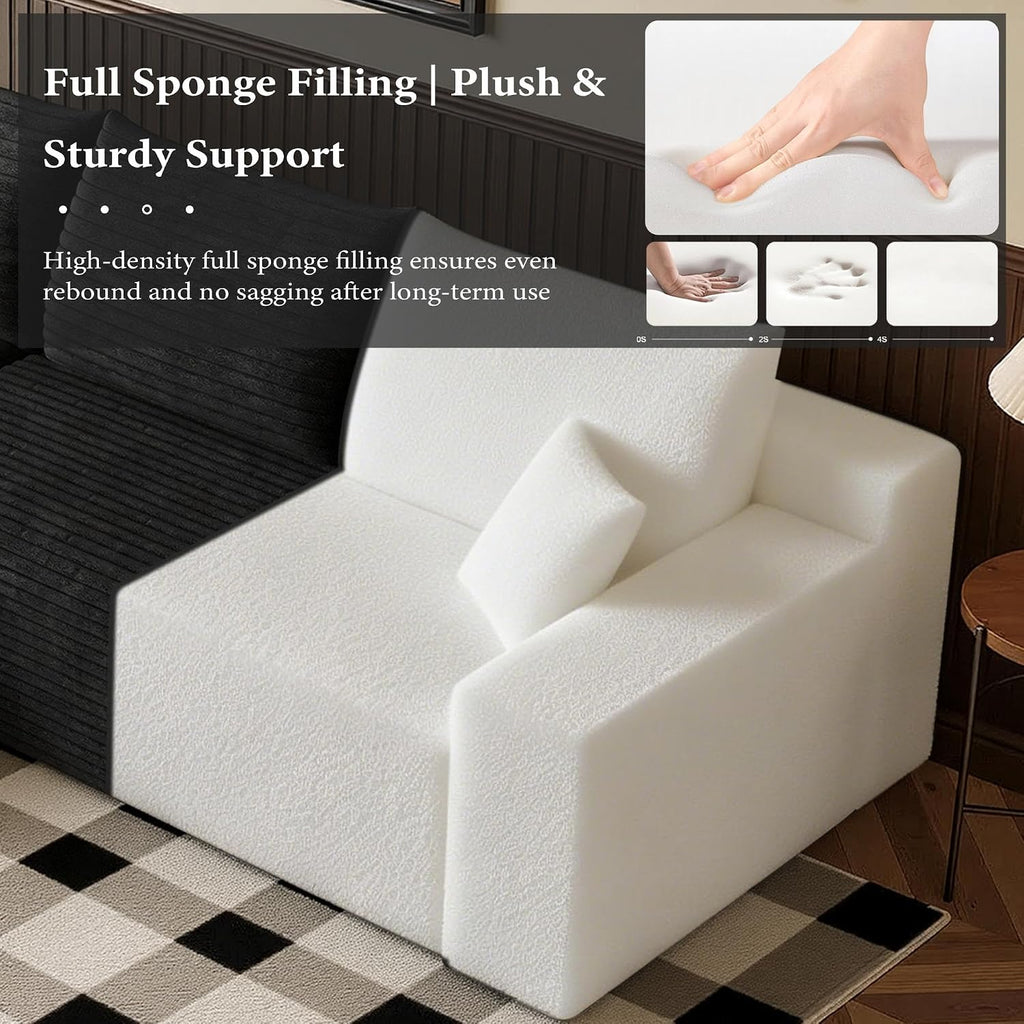 96''Sectional Couches for Living Room,Modern Modular Sectional Sofa,Upholstered Boneless Couch Comfy Cloud Couch with L Shaped Chaise (Black, Upgrade-96''W Left Facing Chaise)