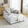 VINGLI 56' Oversized Chaise Lounge Chair, Light Grey Comfy Corduroy Chaise Sofa Recliner Bed Upholstered Sleeper Couch Bed with Throw Pillows and Armrests for Living Room, Movie Room, Bedroom