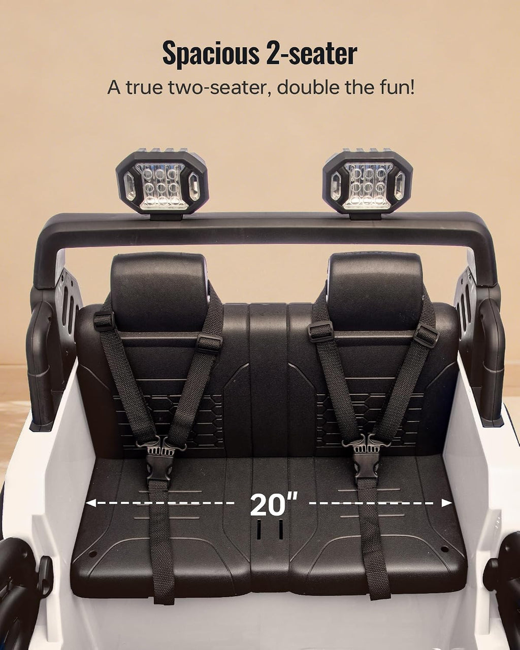 Outfunny 2 Seater Ride on Car Toy, 12V Electric Car for Kids 4-8 with Remote Control, Capacity 150 lb, LED Light - White