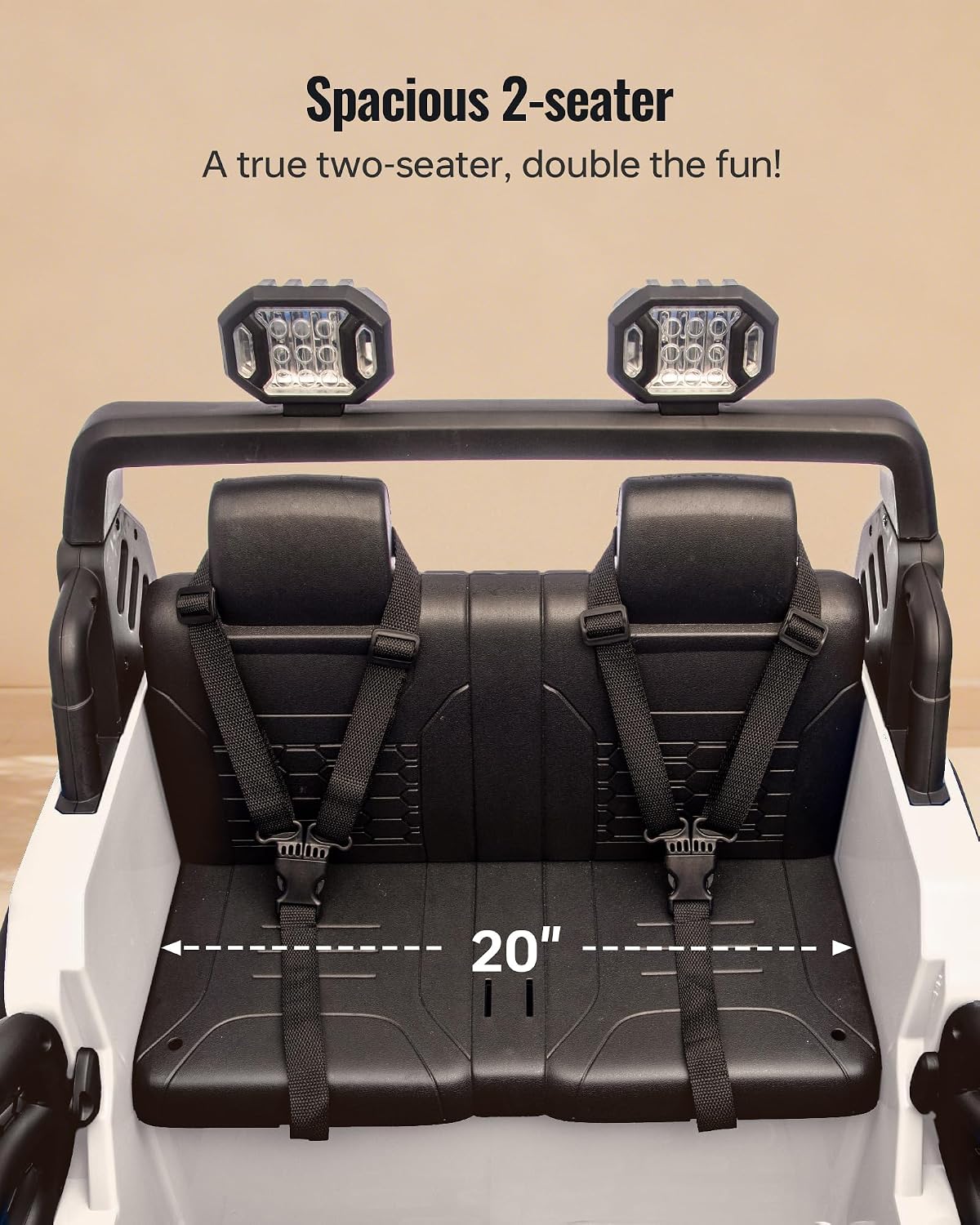 Outfunny 2 Seater Ride on Car Toy, 12V Electric Car for Kids 4-8 with Remote Control, Capacity 150 lb, LED Light - White