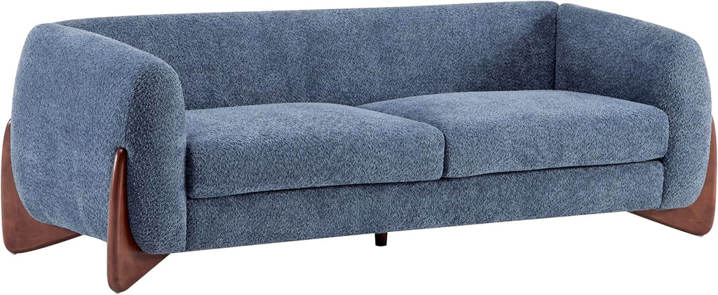 Christopher Knight Home Almab 82 Inches Sofa Couch, Cozy Boucle Upholstered 3-Seater Sofa, Wood Frame Couch, Comfy Couches for Living Room and Office, Modern Sofa, Lounge Seating, Navy Blue