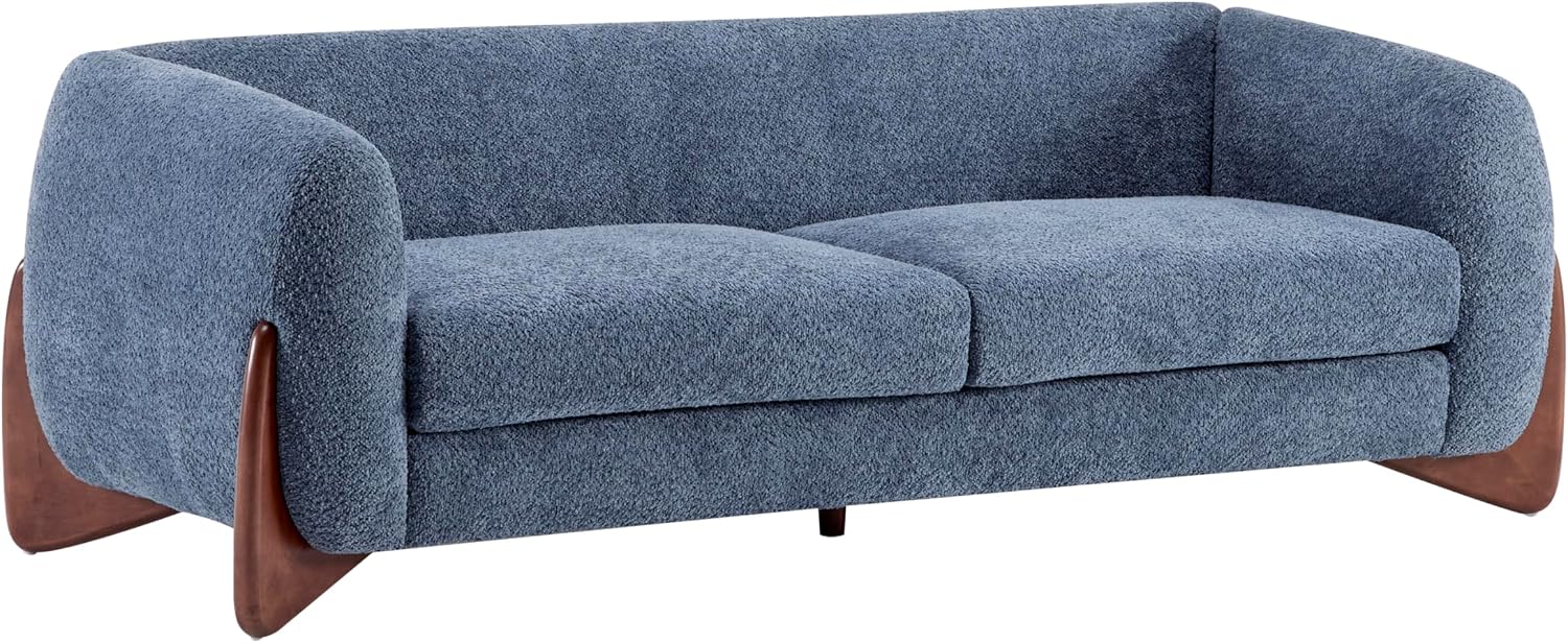 Christopher Knight Home Almab 82 Inches Sofa Couch, Cozy Boucle Upholstered 3-Seater Sofa, Wood Frame Couch, Comfy Couches for Living Room and Office, Modern Sofa, Lounge Seating, Navy Blue