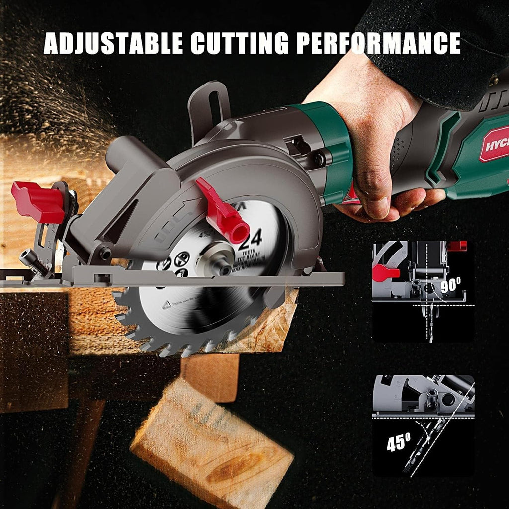 HYCHIKA Power Tool Combo Kit, 18 V Max Cordless Impact Wrench with 1/2 Impact Drivers,6.2A Mini Circular Saw with 3 Blades (4-1/2'),2-Tool Power Tool Set