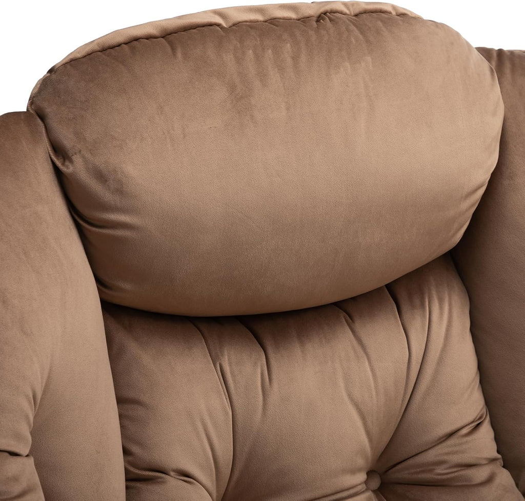 HollyHOME Lazy Chair with Armrest and Side Pocket, Comfy Accent Lounge Chair,Leisure Sofa Armchair for Living Room, Bedroom, Dorm, or Small Spaces, Oversized Reading Sofa Chair,Velvet Taupe Brown