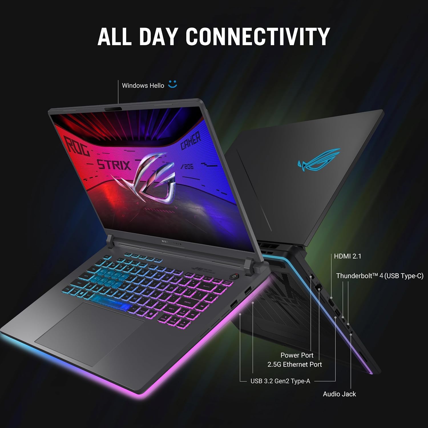 ASUS ROG Strix G16 Gaming Laptop 2025, NVIDIA GeForce RTX 5060, Intel i7 14650HX(16 Core, 24 Threads), 16 Inch FHD+ 165Hz Display, Wi-Fi 7, 64 GB DDR5 RAM, 1 TB SSD, Windows 11 Pro, Accessories