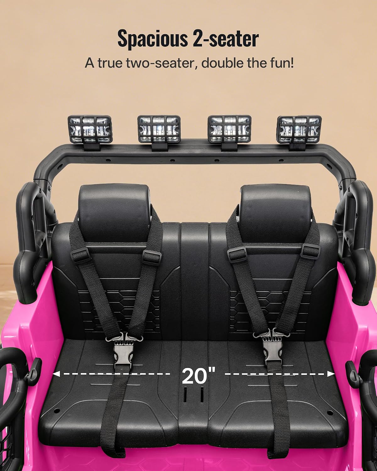 Outfunny 2 Seater Ride on Car Toy, 12V Electric Car for Kids 4-8 with Remote Control, Capacity 110 lb, LED Light - Pink