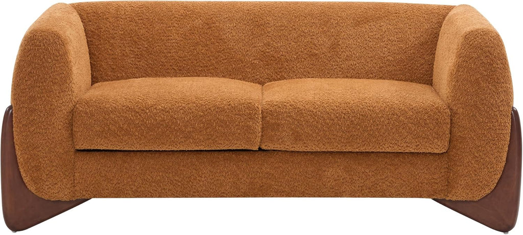 Christopher Knight Home Almad 2 Pieces Sofa Couch Set, Cozy 3-Seater Sofa and Loveseat for Living Room, Upholstered Couch Chair, Soft Seating Lounge Sofa with Wood Frame, Boucle Fabric, Caramel Brown