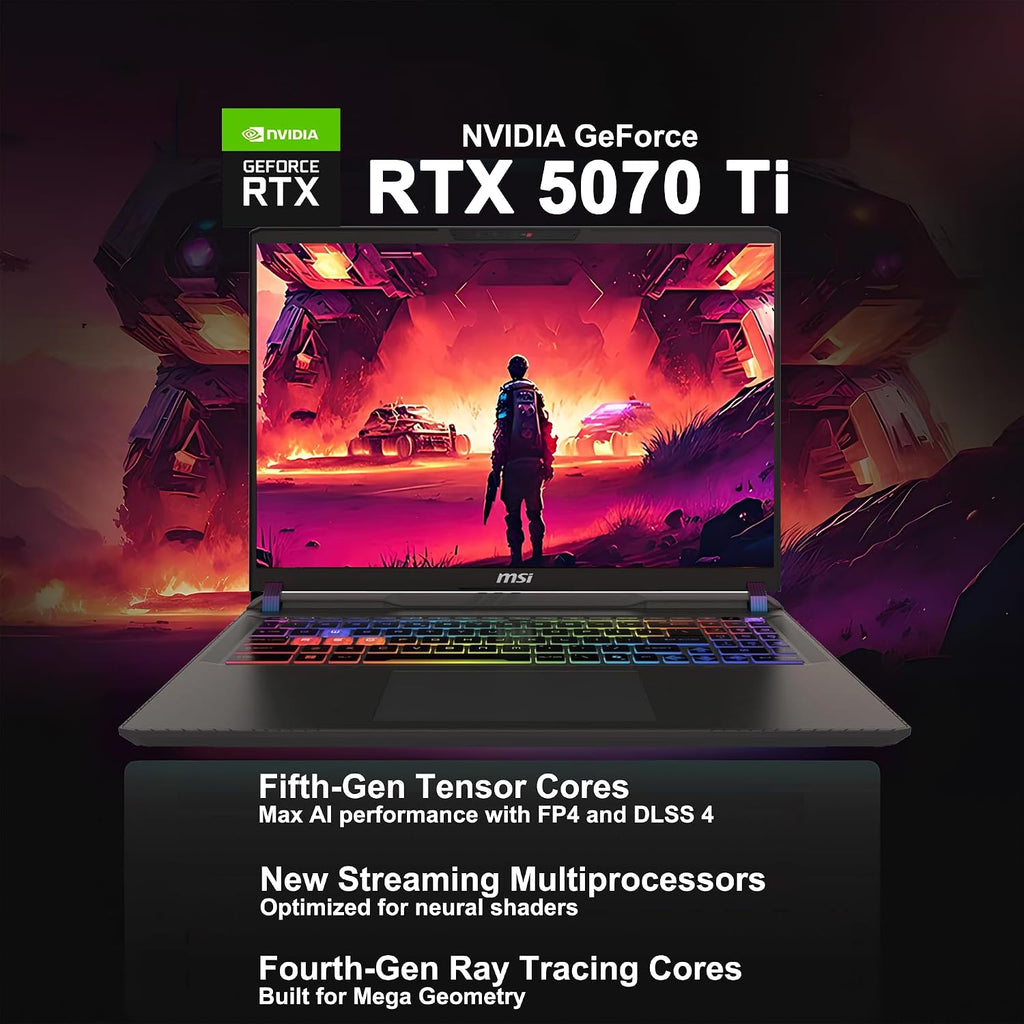 msi Vector A16 HX Gaming Laptop 16' QHD+ IPS 240Hz AMD 16-core Ryzen 9 HX (Up to 5.3GHz) 32GB RAM 1TB SSD GeForce RTX 5070 Ti (Up to 992 AI Tops) RGB Backlit Thunderbolt Win11 ICP Hub PC