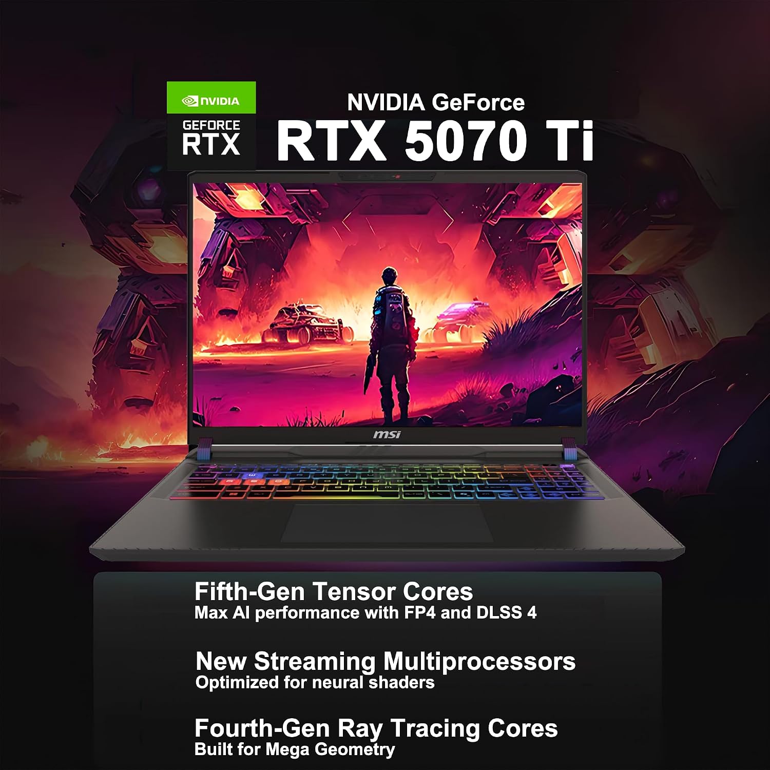 msi Vector A16 HX Gaming Laptop 16' QHD+ IPS 240Hz AMD 16-core Ryzen 9 HX (Up to 5.3GHz) 32GB RAM 1TB SSD GeForce RTX 5070 Ti (Up to 992 AI Tops) RGB Backlit Thunderbolt Win11 ICP Hub PC