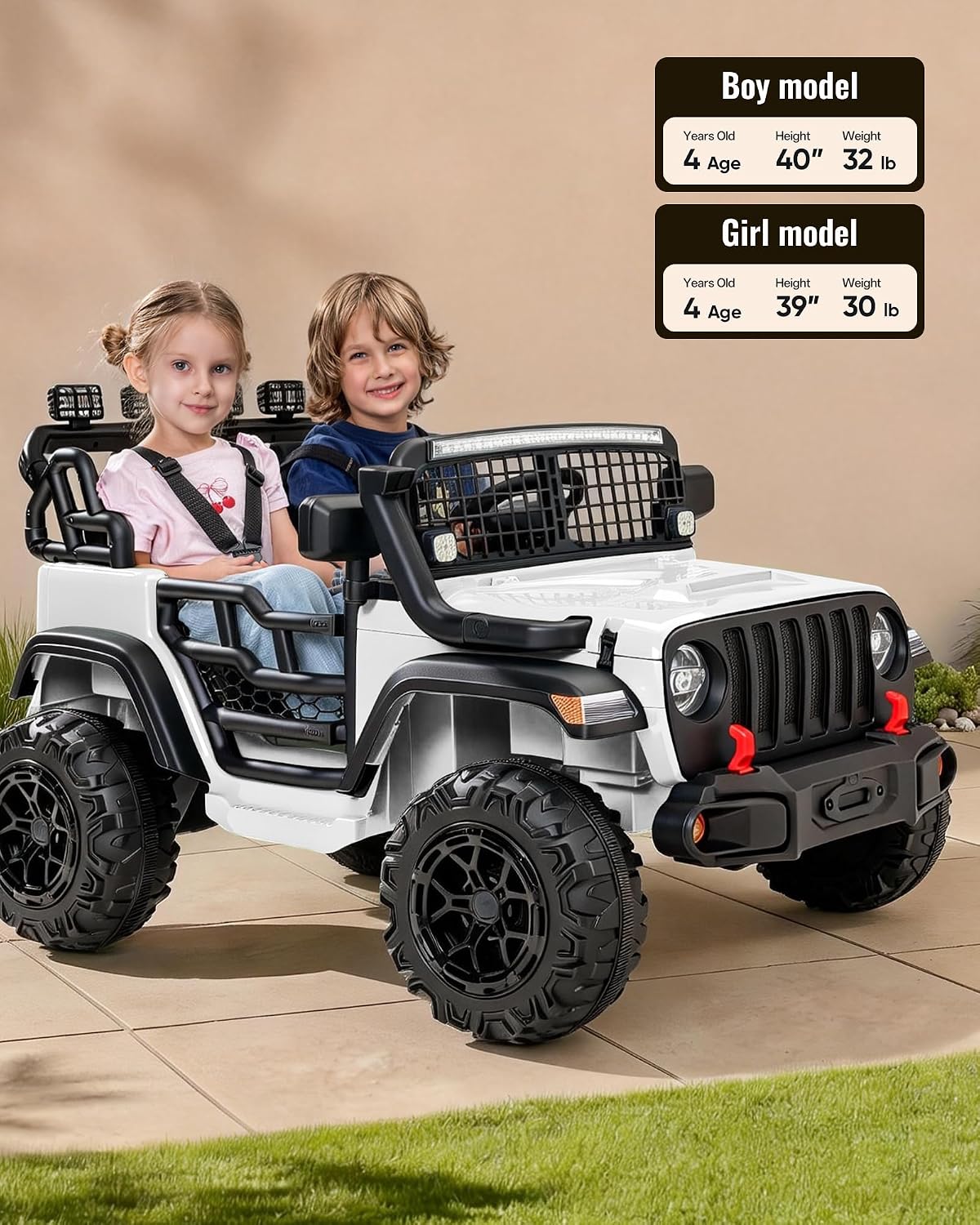 Outfunny 2 Seater Ride on Car Toy, 12V Electric Car for Kids 4-8 with Remote Control, Capacity 110 lb, LED Light - White