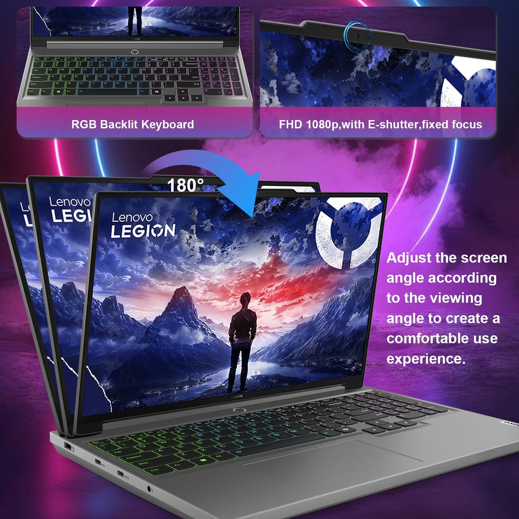 Lenovo Legion 5 Gaming Laptop, 16' WQXGA 2560x1600 165Hz, Intel i7-14650HX, GeForce RTX 4060, 64GB DDR5 RAM, 2TB SSD, AI-Power, Win11 Pro, Bundle with PCO Notebook Folding Radiator, Laptop Cooler