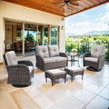 Belord 6 Pieces Wicker Patio Conversation Sets with Outdoor Swivel Rocker Chairs and Loveseat Glider Chair, All-Weather Rattan Furniture Set for Deck Patio Backyard Sunroom Brown
