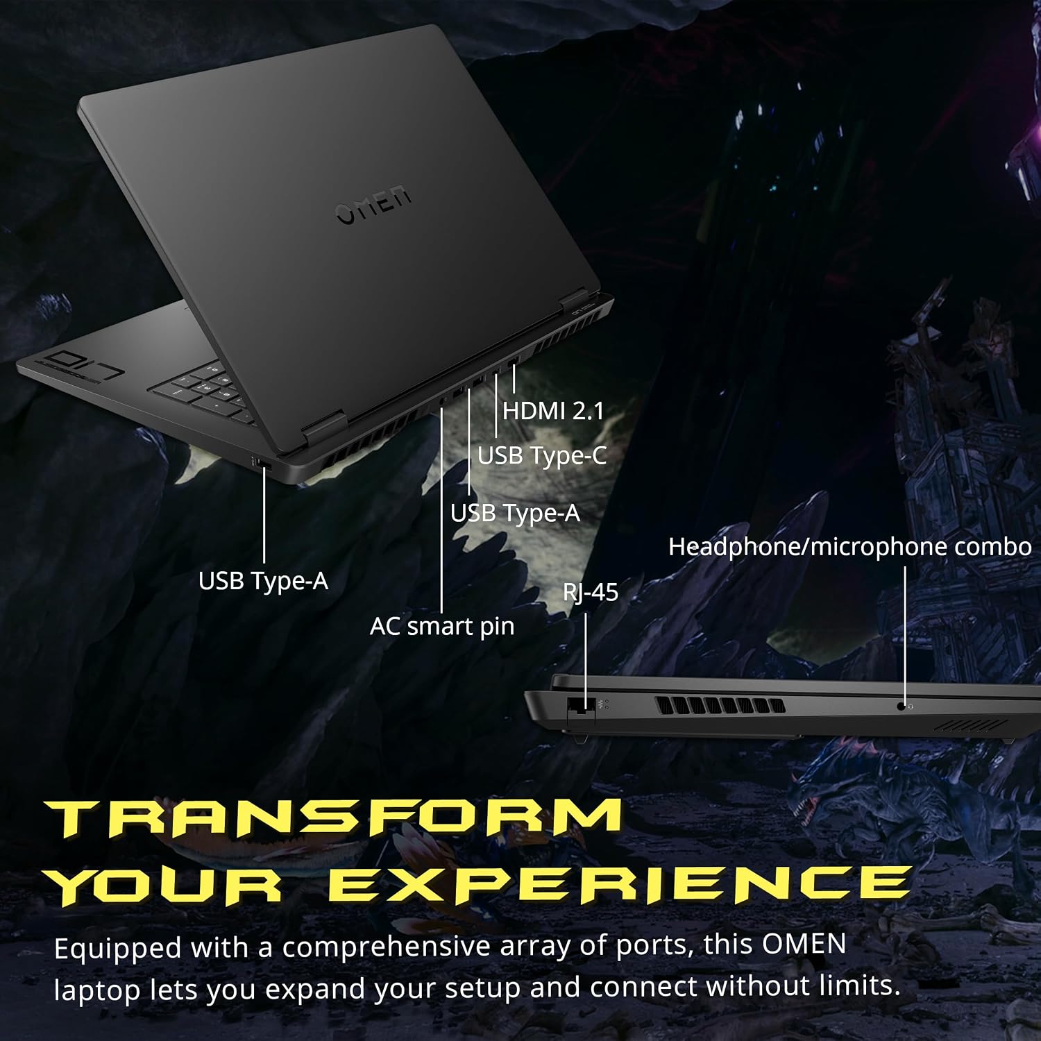 HP Omen 17 Gaming AI Laptop, GeForce RTX 5060, AMD Ryzen AI 9 365 Zen 5 10-Core (50 Tops), 17.3' 144Hz FHD IPS, 16GB RAM, 2TB Storage(1TB SSD+1TB Docking Station), RGB Backlit Keyboard, Win 11, Black
